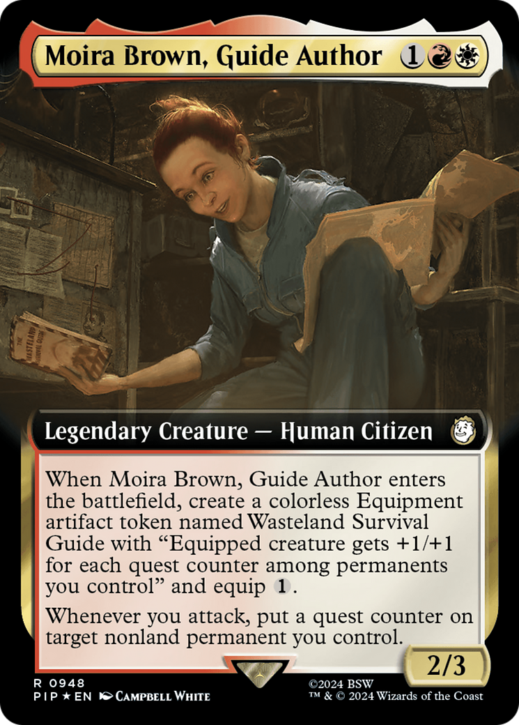 Moira Brown, Guide Author (Extended Art) (Surge Foil) [Fallout] | Devastation Store