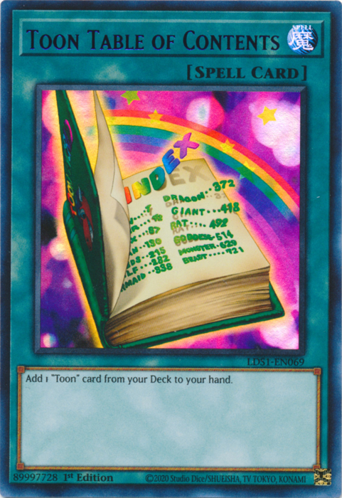 Toon Table of Contents (Blue) [LDS1-EN069] Ultra Rare | Devastation Store