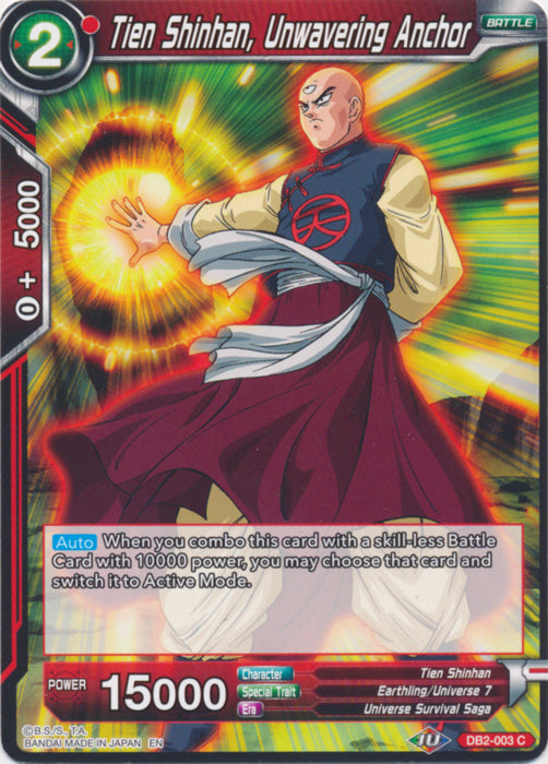 Tien Shinhan, Unwavering Anchor (Reprint) (DB2-003) [Battle Evolution Booster] | Devastation Store