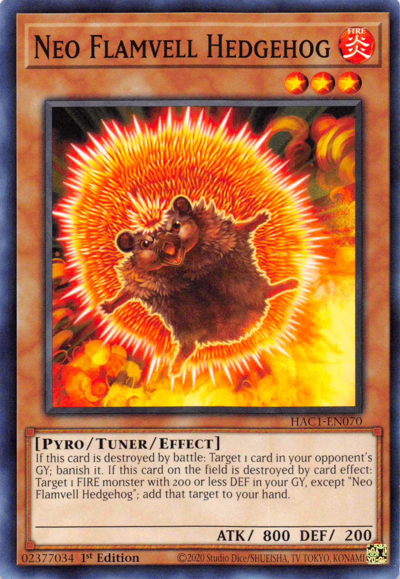 Neo Flamvell Hedgehog [HAC1-EN070] Common | Devastation Store