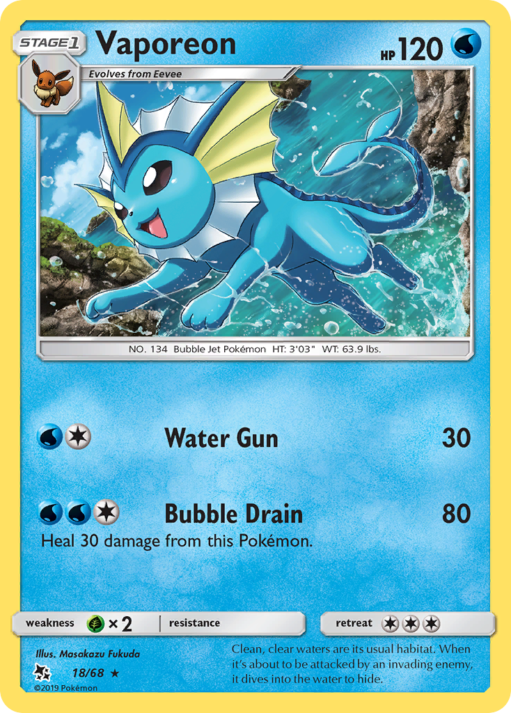 Vaporeon (18/68) [Sun & Moon: Hidden Fates] | Devastation Store