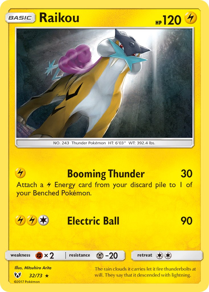 Raikou (32/73) (Lets Play, Pikachu Cracked Ice Holo) (Theme Deck Exclusive) [Sun & Moon: Shining Legends] | Devastation Store