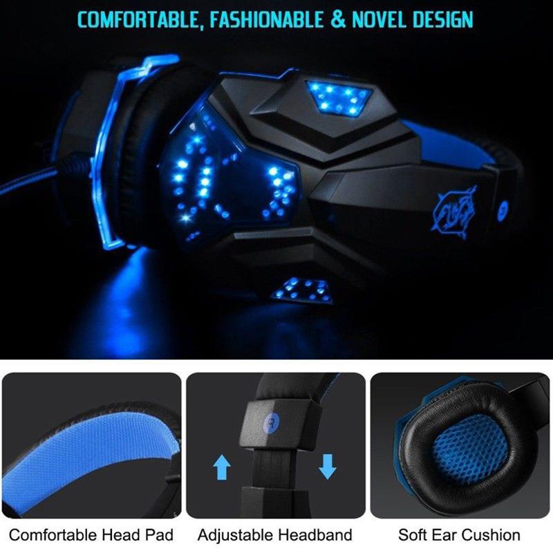 Auriculares EastVita PC780 para Gamer, auriculares estéreo con sonido y micrófono, luz LED - Devastation Store | Devastation Store